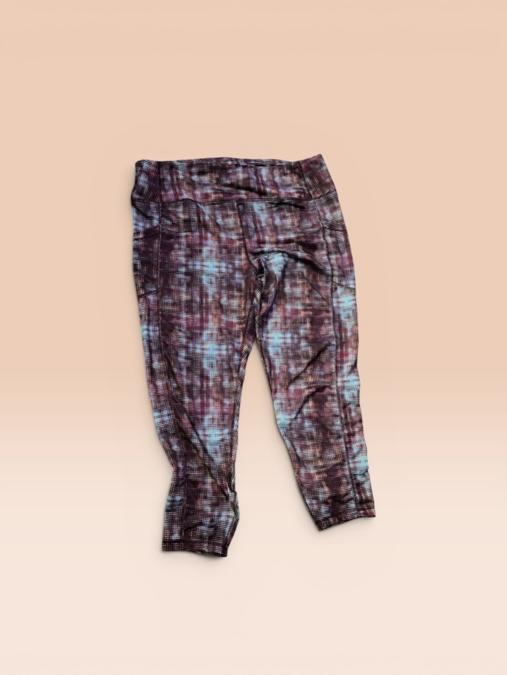 Pro Player Tie-Dye Cropped Leggings - Burgundy & Light Blue